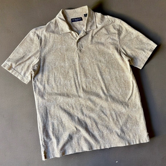 Austin Reed Other - Austin Reed Tan Paisley Short Sleeve Soft Cotton Polo Shirt